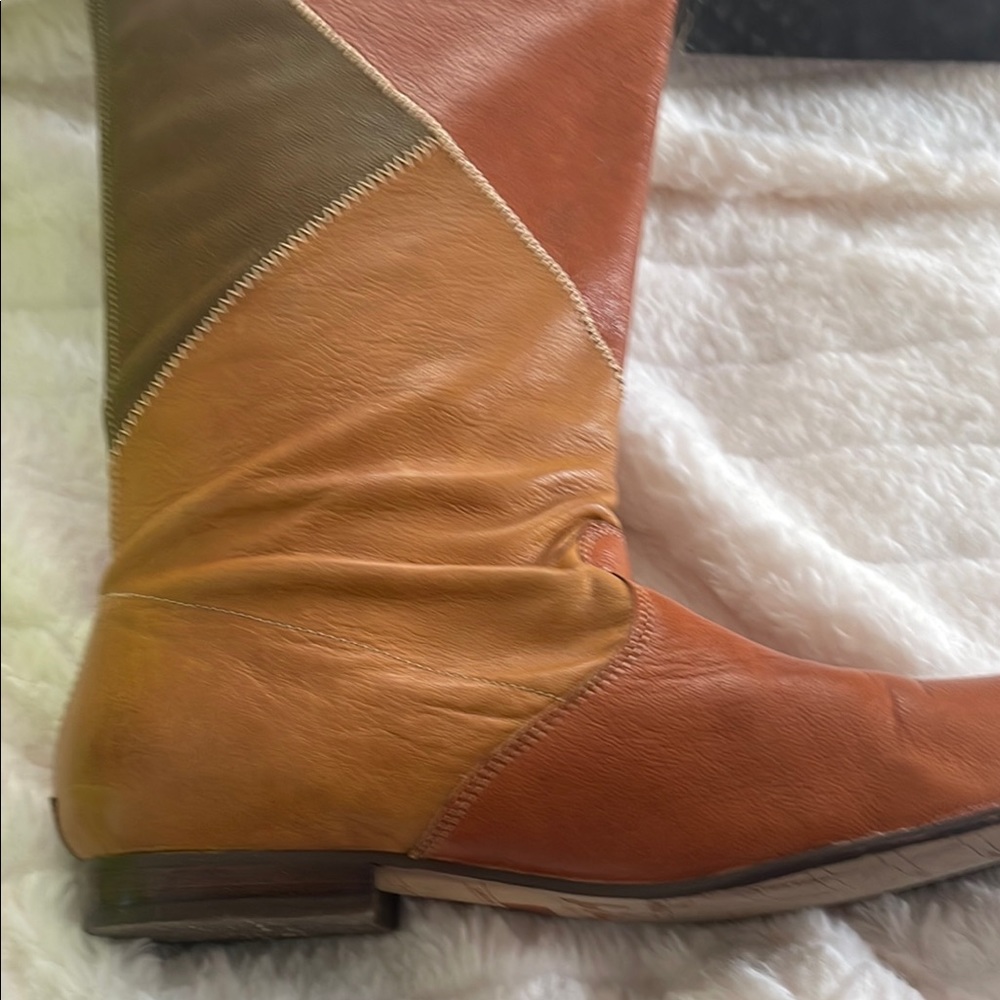 Patchwork Leather Boots - image 2